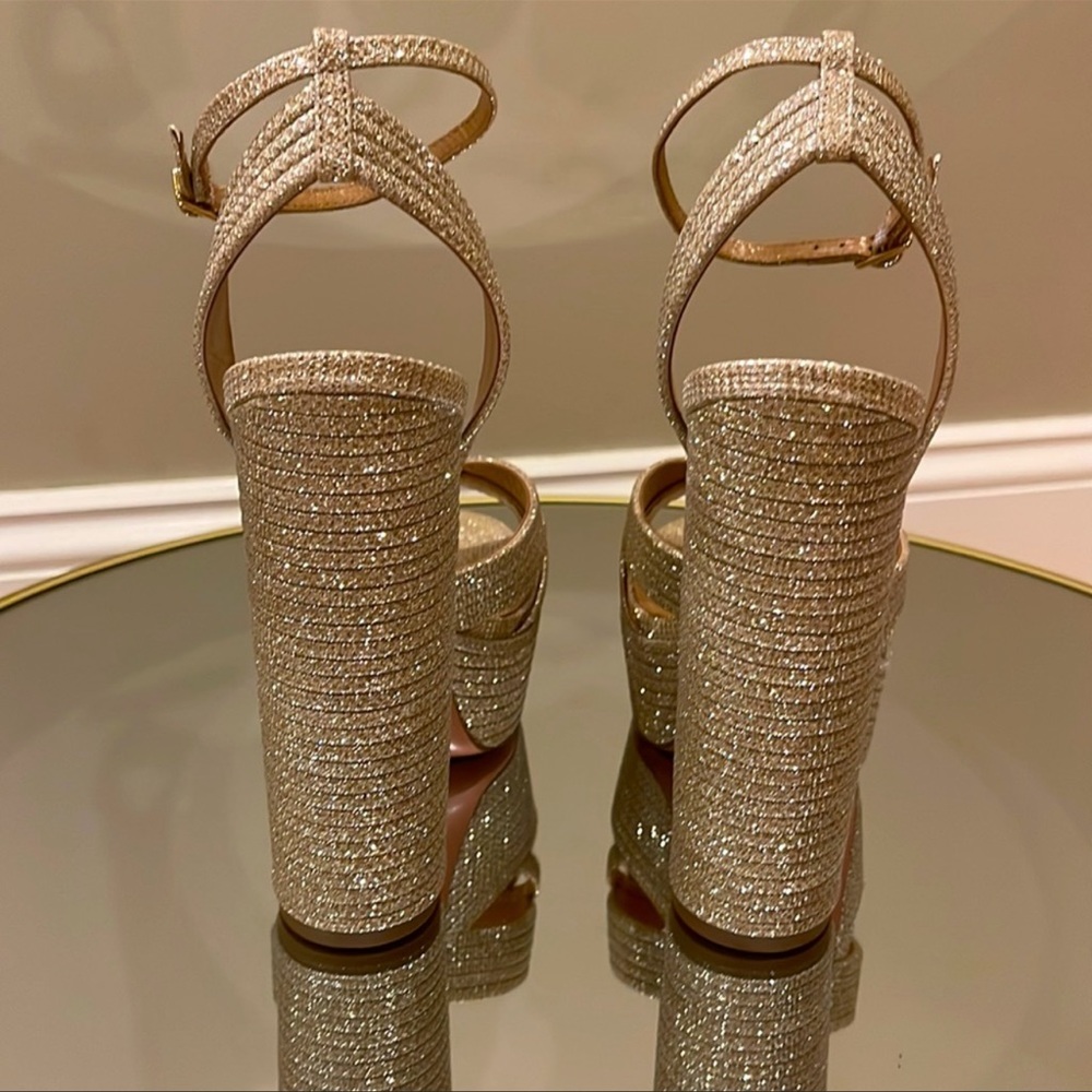 Aquazzura Sundance 140 Glitter Platform Sandals sz 39 - Picture 7 of 16